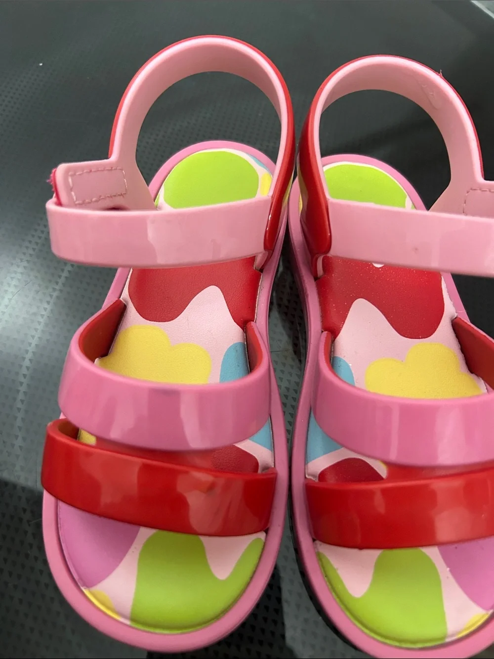 Toddler girls size 10 jelly sandals Velcro strap mini Melissa